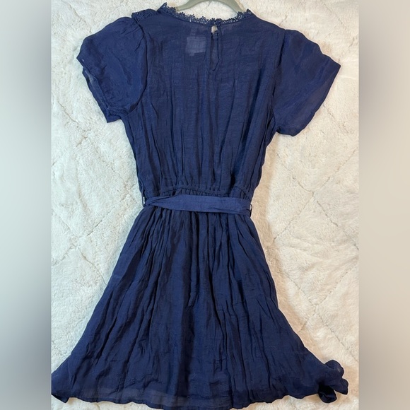 Forgotten Grace Juniors women’s Medium Blue tie waist mini Dress New NWT - Picture 5 of 7